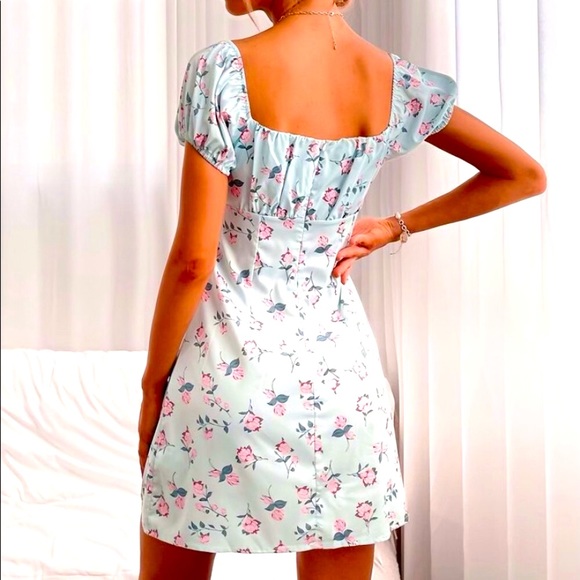 NWOT Knot Front Floral Rustic Milkmaid Dress Sz L - Picture 4 of 5